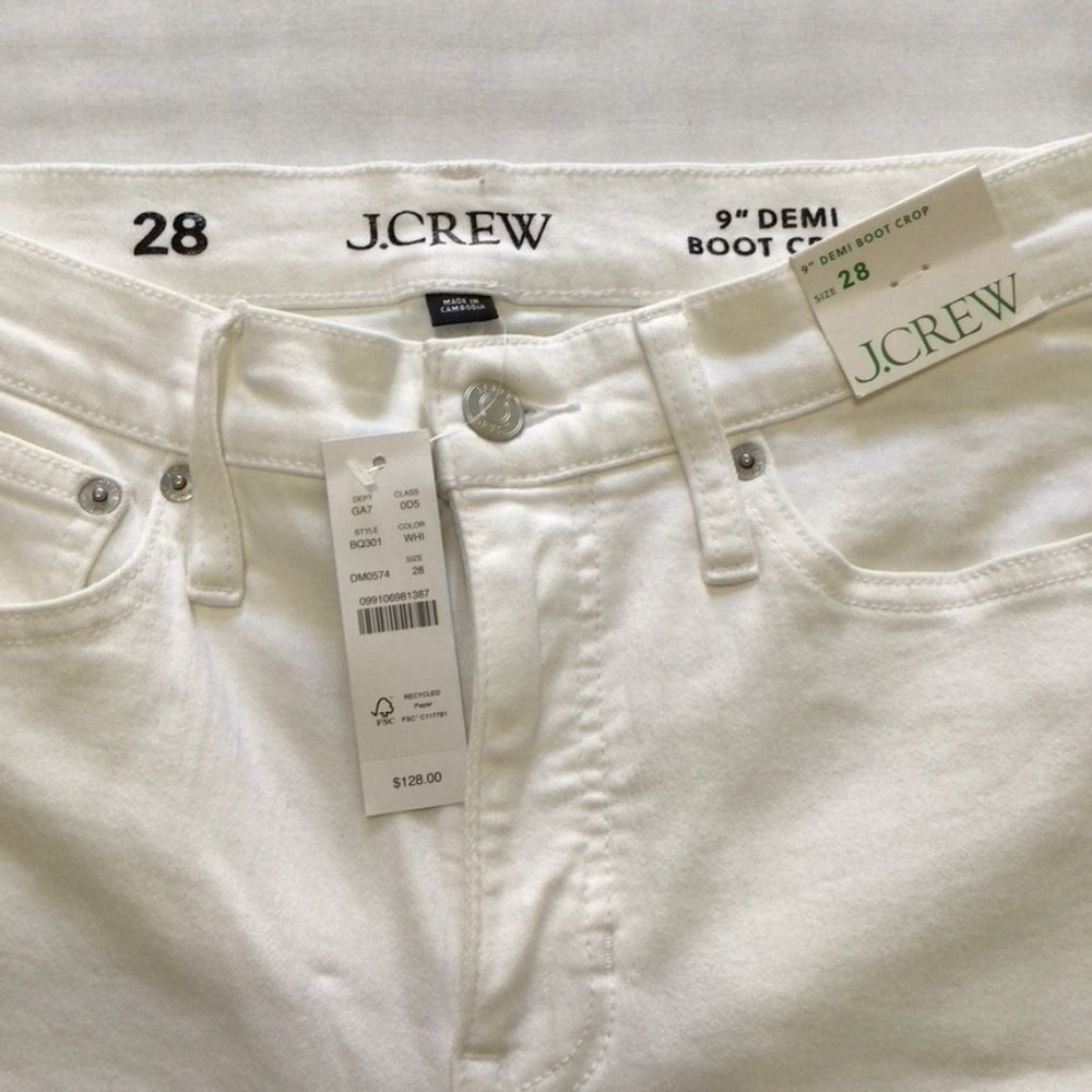 NWT J Crew Mid-rise Demi Boot Crop White Jeans Sz 28